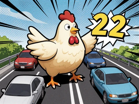 Chicken Road 2 Original Crash Game Thumbnail mit Comic-Huhn