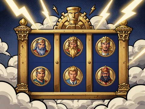 Gates of Olympus Slot Thumbnail mit Zeus und goldenen Blitzen